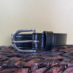 Tory black leather belt silver buckle 26 (XS) - 0021FC